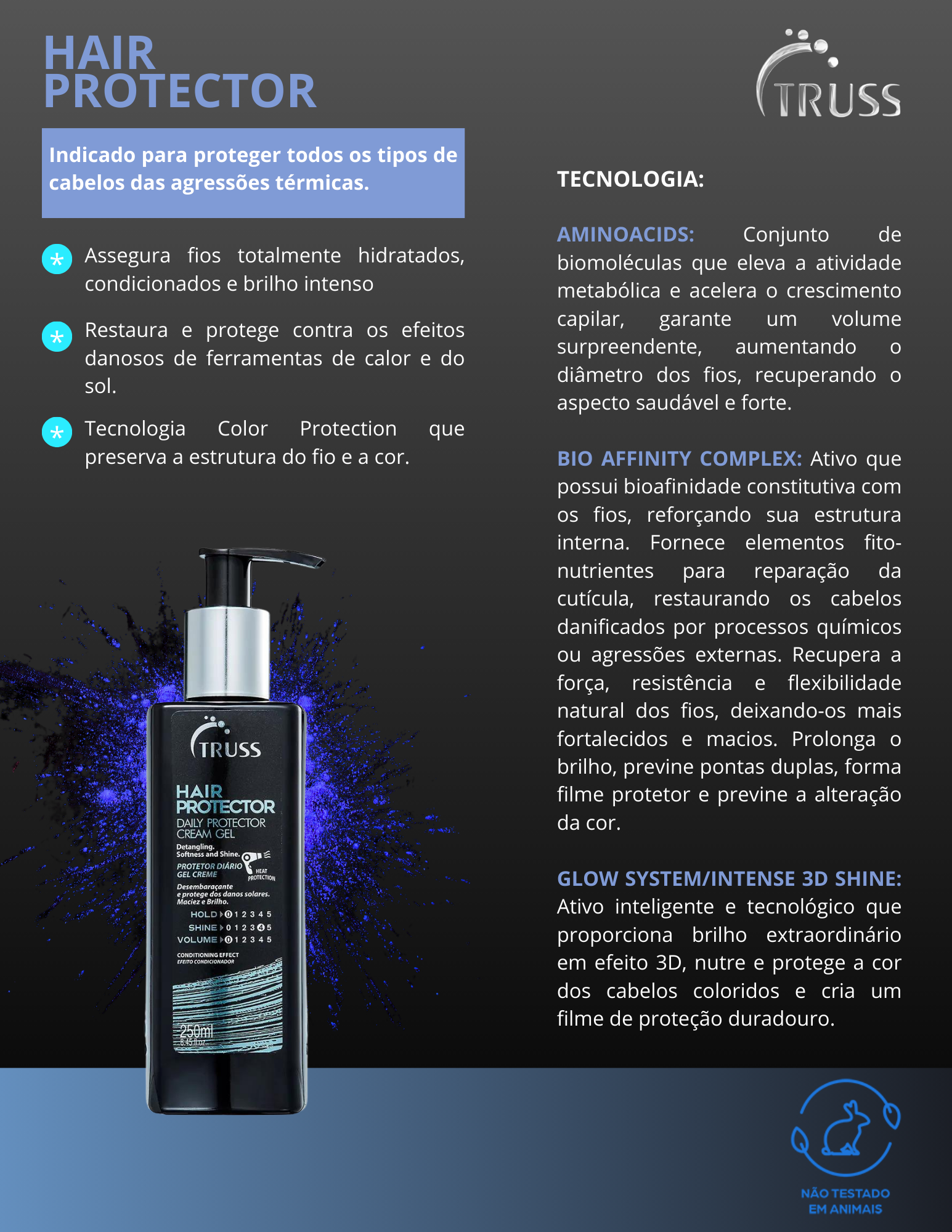 Produto - Leave in com proteção térmica e solar HAIR PROTECTOR TRUSS PROFESSIONAL 250ml