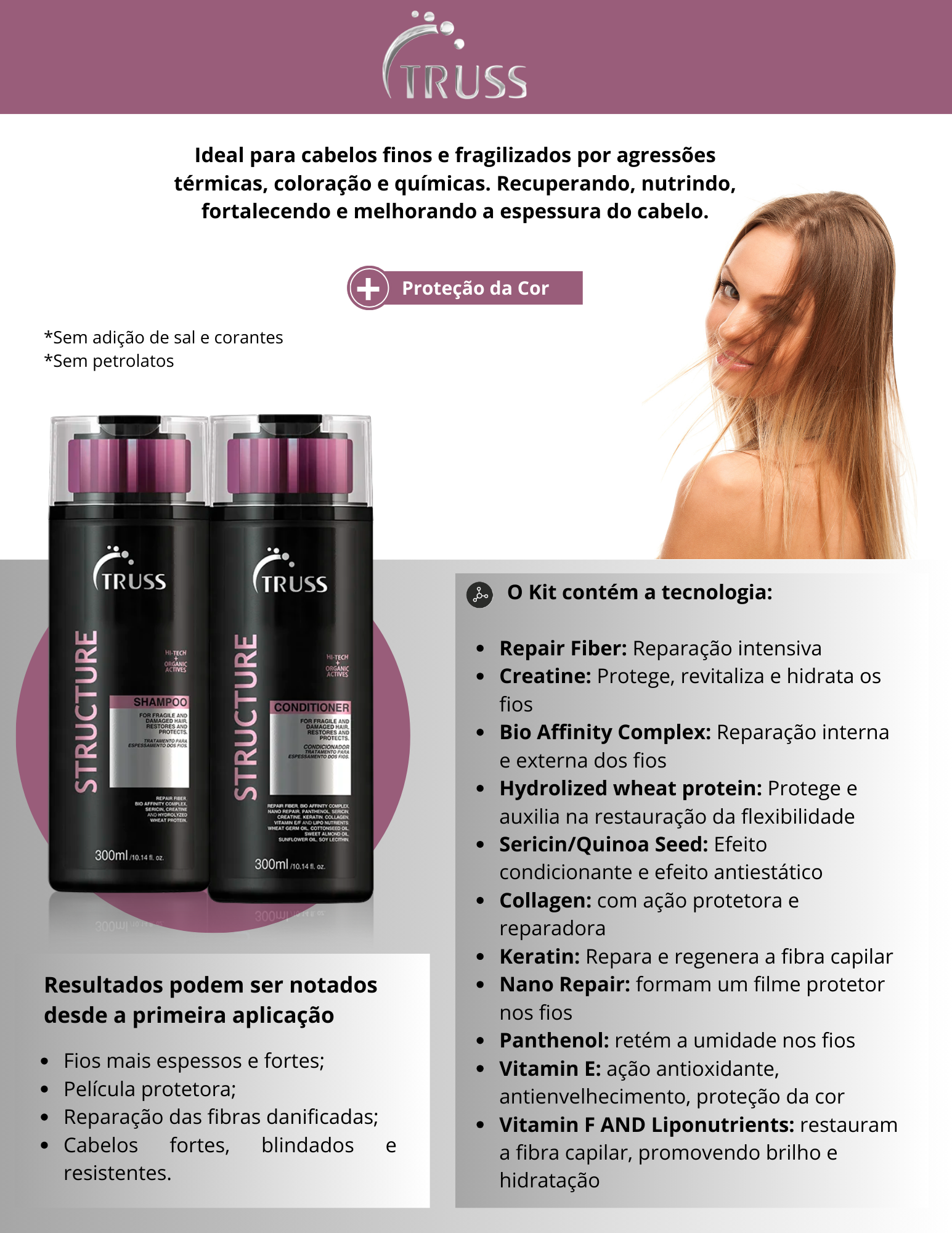 Produto - Shampoo STRUCTURE TRUSS PROFESSIONAL 300ml - Condicionador STRUCTURE TRUSS PROFESSIONAL 300ml